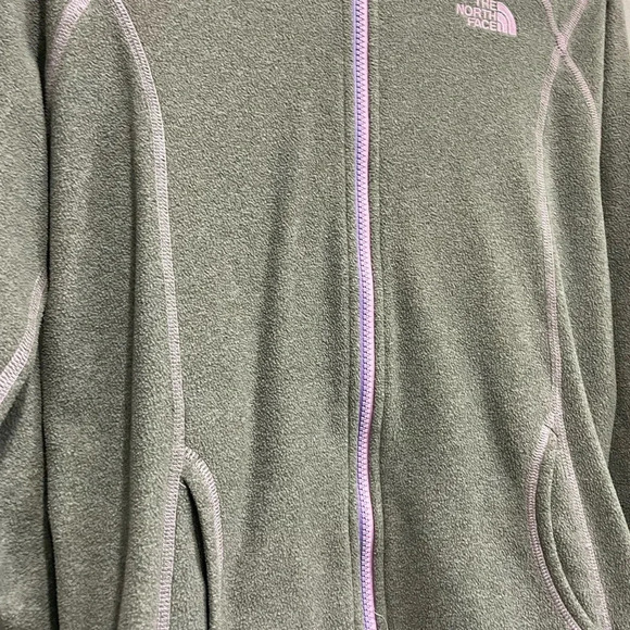 The North Face Girls Large 14-16 Sweatshirt Hoodie Fleece Grey Purple Full Zip - Picture 2 of 5